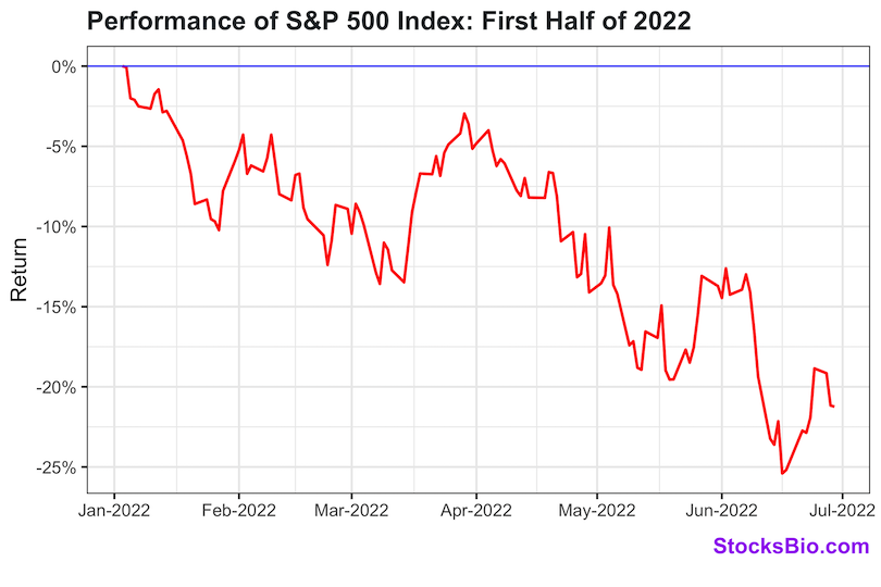 Performance of S&P 500 Index from Jan 2022 to June 2022